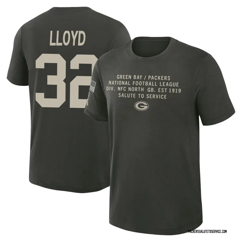 Youth MarShawn Lloyd Green Bay Packers Green Forest/ 2025 Salute to Service Sideline Slub T-Shirt