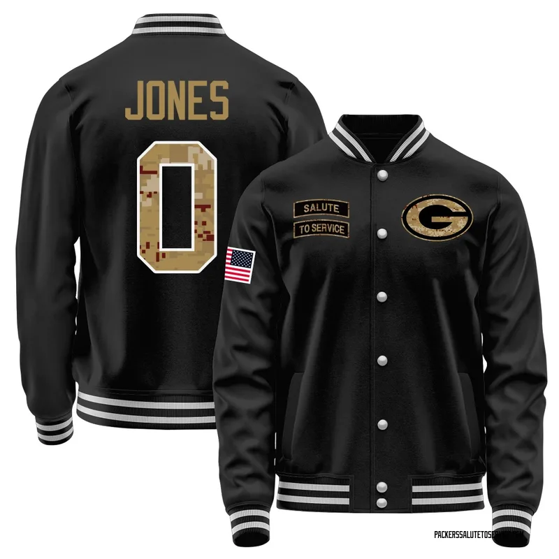 Youth Marlon Jones Green Bay Packers Black Salute to Service Sideline Performance Jacket