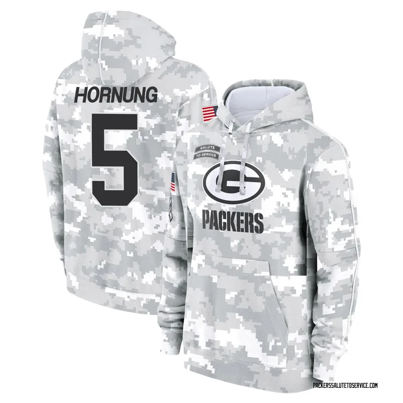 Youth Paul Hornung Green Bay Packers Camo Arctic 2024 Salute to Service Club Fleece Pullover Hoodie