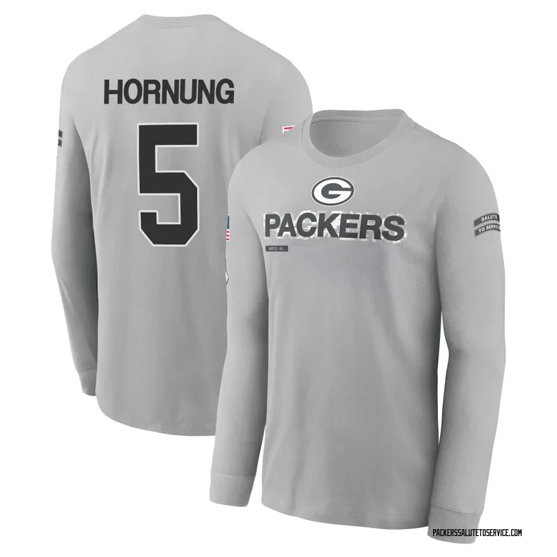 Youth Paul Hornung Green Bay Packers Gray 2024 Salute to Service Long Sleeve T-Shirt