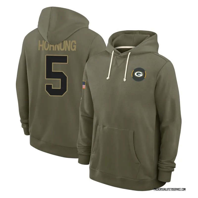 Youth Paul Hornung Green Bay Packers Olive 2025 Salute to Service Hoodie
