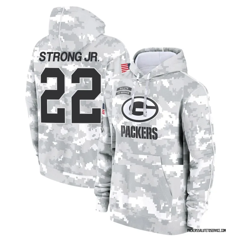 Youth Pierre Strong Jr. Green Bay Packers Camo Arctic 2024 Salute to Service Club Fleece Pullover Hoodie