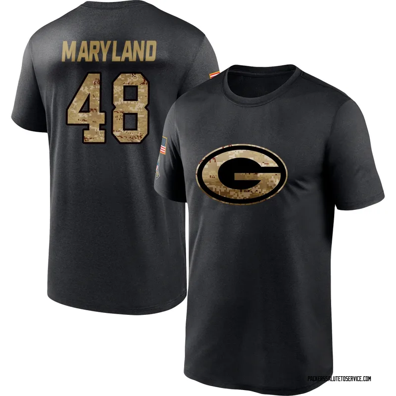 Youth RJ Maryland Green Bay Packers Black 2020 Salute To Service Performance T-Shirt