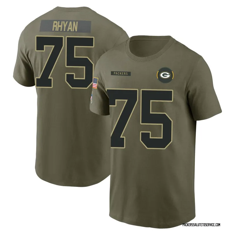 Youth Sean Rhyan Green Bay Packers Olive 2025 Salute to Service Name & Number T-Shirt