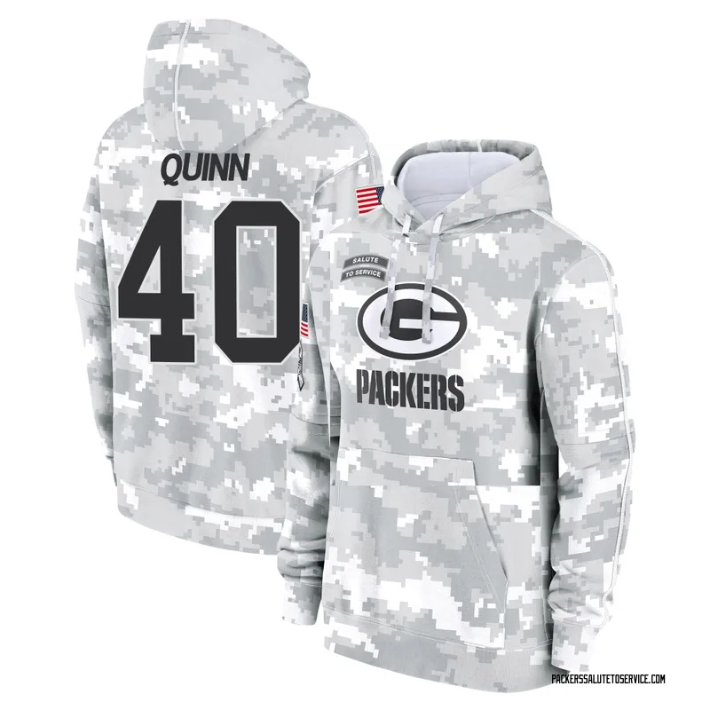 Youth TJ Quinn Green Bay Packers Camo Arctic 2024 Salute to Service Club Fleece Pullover Hoodie