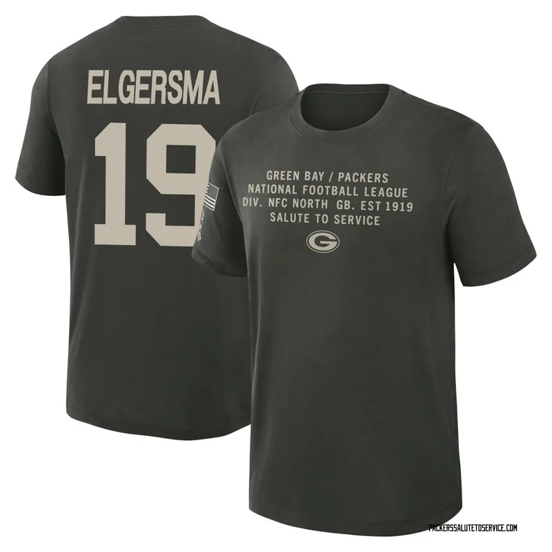 Youth Taylor Elgersma Green Bay Packers Green Forest/ 2025 Salute to Service Sideline Slub T-Shirt