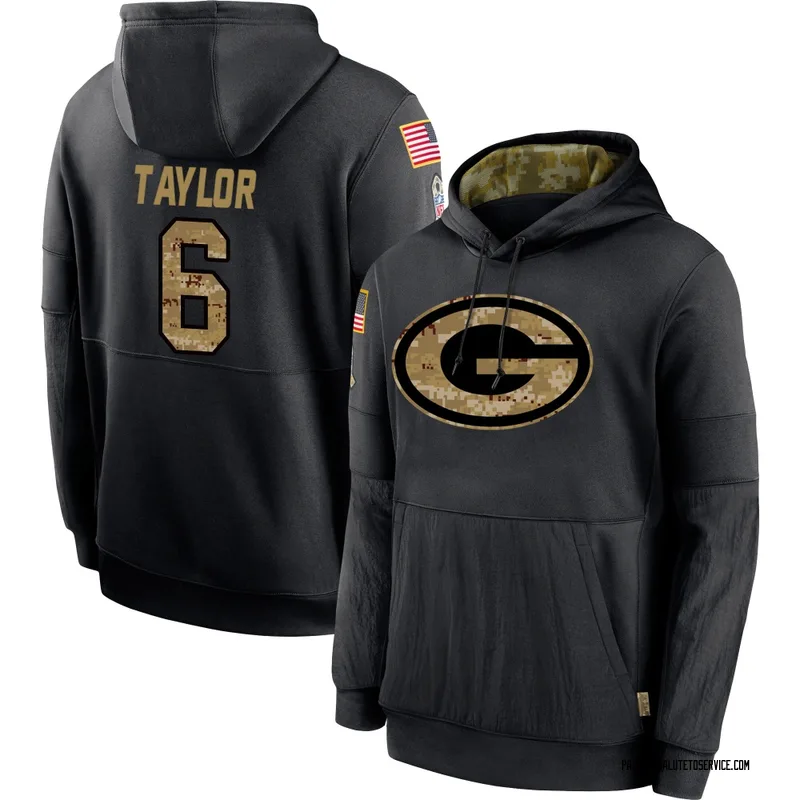 Youth Tyrod Taylor Green Bay Packers Black 2020 Salute to Service Sideline Performance Pullover Hoodie